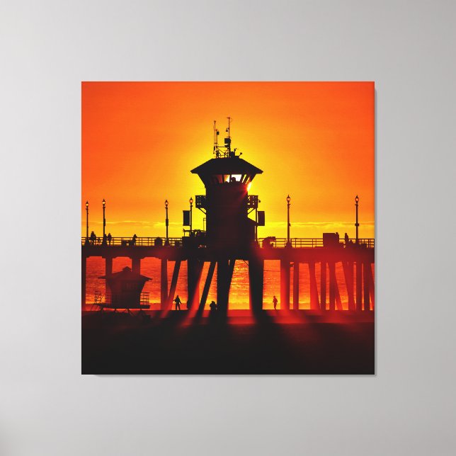 Toile Coucher de soleil sur la jetée de Huntington Beach (Recto)