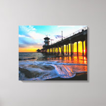 Coucher de soleil sur la jetée de Huntington Beach