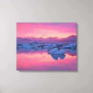 Toile Coucher de soleil sur la lagune du glacier Jokulsa