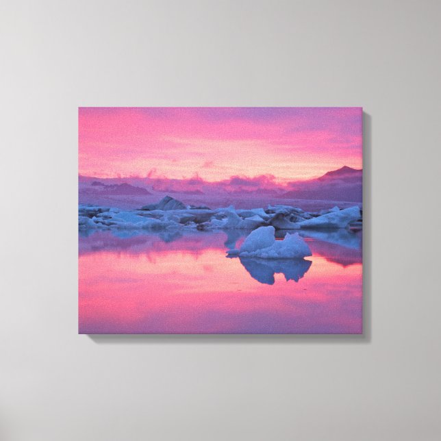 Toile Coucher de soleil sur la lagune du glacier Jokulsa (Recto)