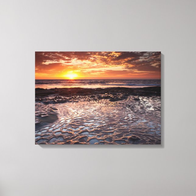 Toile Coucher de soleil sur la plage, Californie (Recto)