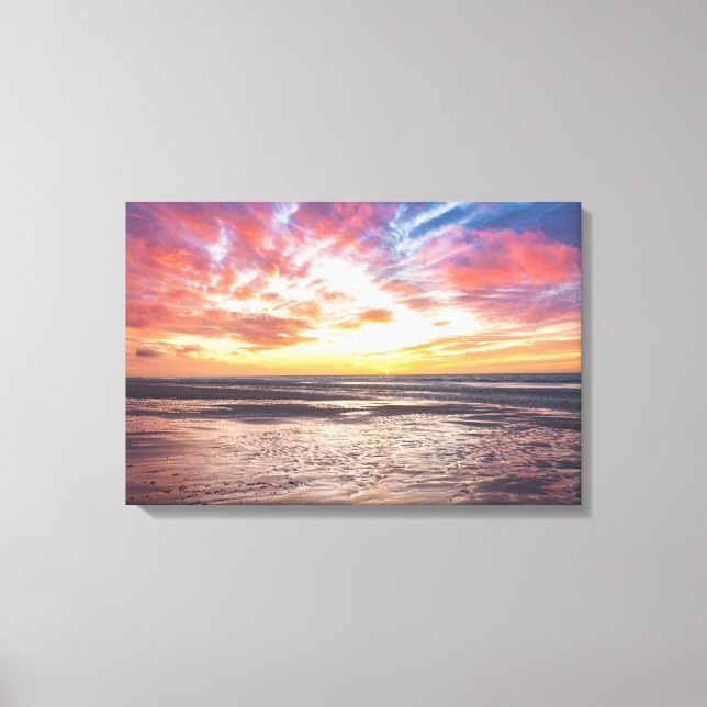 Toile Coucher de soleil sur la plage et la mer (Recto)