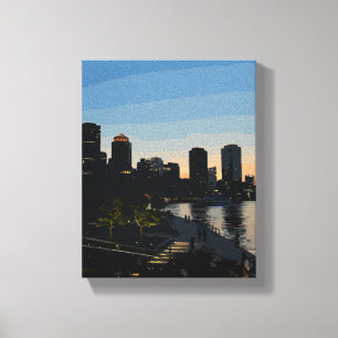 Toile Coucher de soleil sur la skyline de Boston Seaport