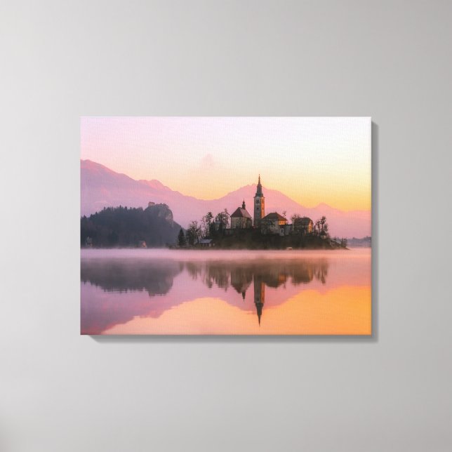 Toile coucher de soleil sur le lac de l'église (Recto)