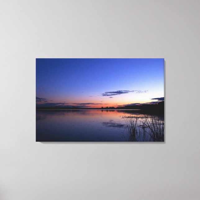 Toile Coucher De Soleil Sur Le Lac Wabamun Avec De L'Her (Recto)
