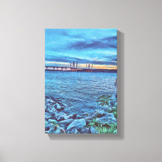 Toile Coucher de soleil sur le pont Tappan Zee