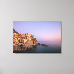 Toile Coucher de soleil sur le village de Manarola dans