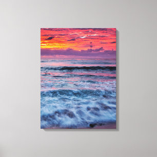 Toile Coucher de soleil sur les vagues de l'océan, Cali