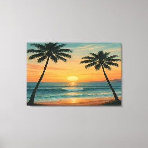 Toile Coucher de soleil sur l'océan en Californie – Impr