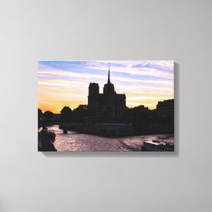 Toile Coucher de soleil sur Notre Dame de Paris