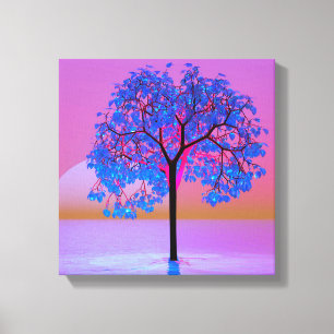 Toile Coucher de soleil sur un arbre