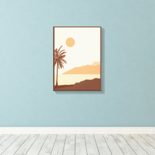 Toile Coucher de soleil sur un palmier, Île, Art abstrai