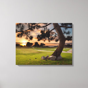 Toile Coucher de soleil sur un terrain de golf