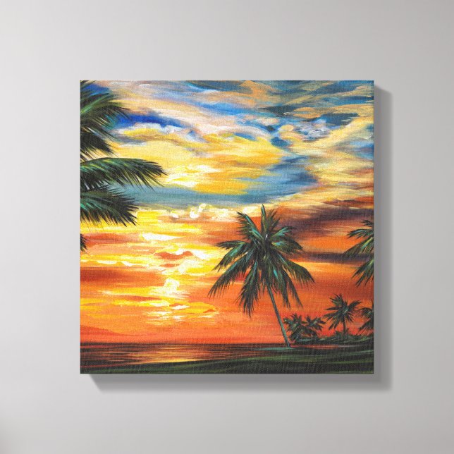 Toile Coucher de soleil tropical étonnant (Recto)