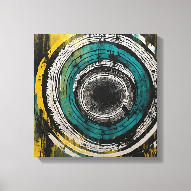 Toile Coucher de soleil turquoise forêt Aquarelle mur ar (Recto)