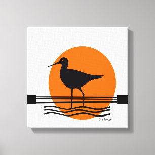 Toile Coucher du soleil abstrait d'oiseau