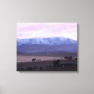 Toile Coucher du soleil de montagne de peuplier