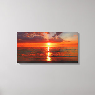 Toile Coucher du soleil de plage d'aquarelle