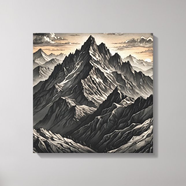 Toile Coucher du soleil sur les oeuvres d'art de la mont (Recto)