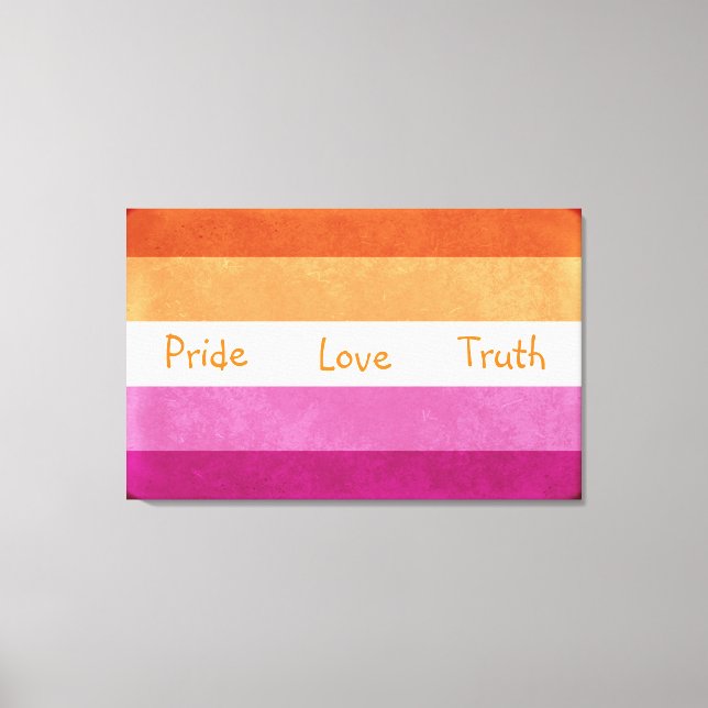 Toile Couleur de drapeau de la fierté lesbienne et suppo (Recto)