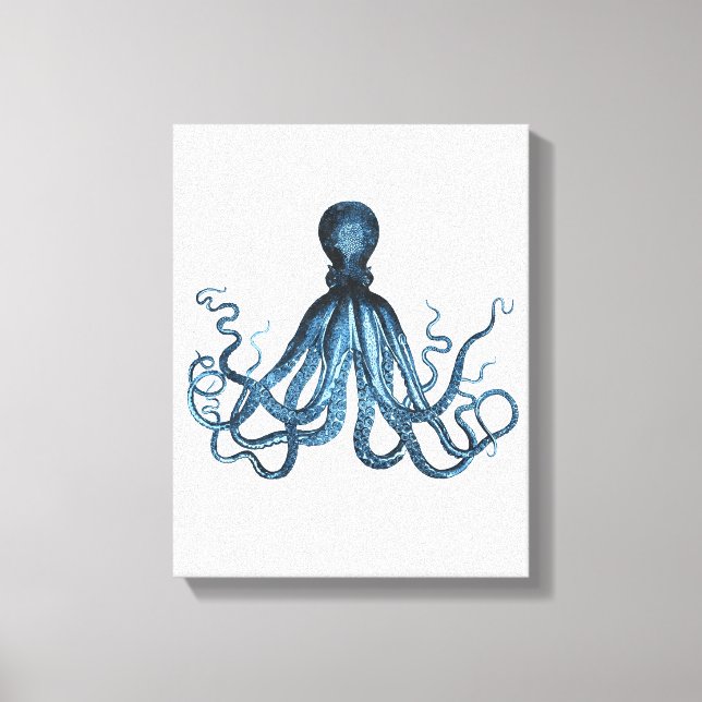 Toile Couleur de l'eau côtière bleue de la pieuvre (Recto)