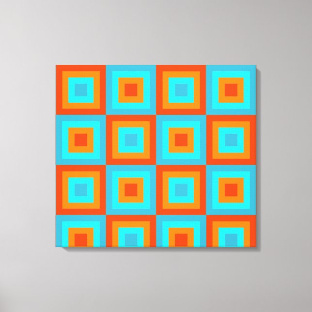 Toile Couleur Motif géométrique Turquoise Orange (Recto)