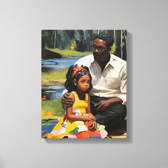 Toile Couleur père et fille Imprimé Mur Art (Recto)