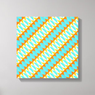 Toile Couleur Turquoise Bleu Orange Jaune Motif
