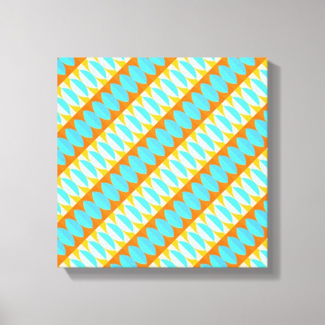 Toile Couleur Turquoise Bleu Orange Jaune Motif (Recto)