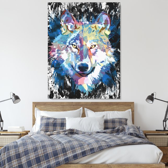 Toile couleur Wolf Imprimer | Tête de loup (Insitu(Chambre))