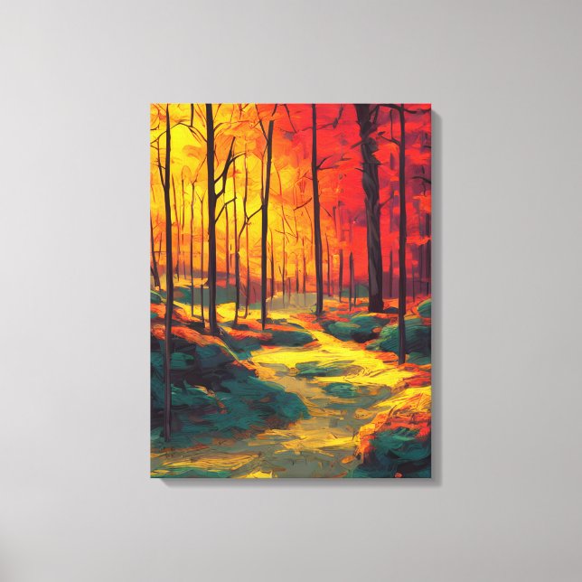 Toile couleurs d'automne peinture forestière (Recto)