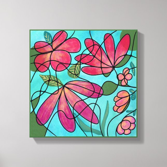 TOILE COULEURS D'EAU NEUROGRAPHIQUES DES FLEURS DE PRINT (Recto)