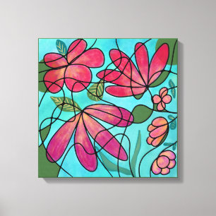TOILE COULEURS D'EAU NEUROGRAPHIQUES DES FLEURS DE PRINT