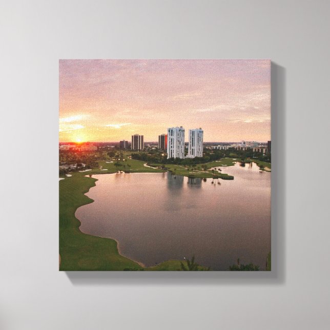 Toile Country Club au coucher du soleil, Aventura, Flori (Recto)