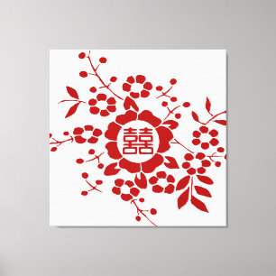 Toile Coupes de papier floral - Double bonheur blanc
