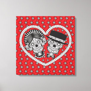 Toile Couple crâne sucre