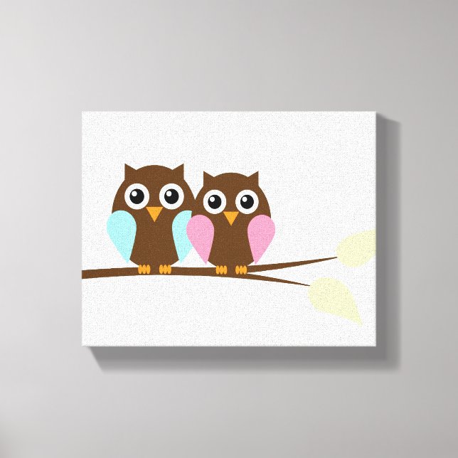 Toile Couple d'hibou sur une branche (Recto)