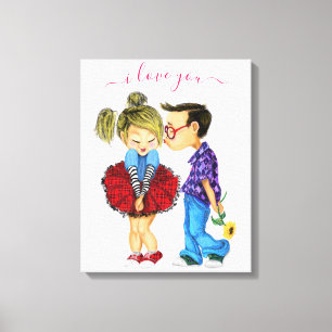 Toile Couple romantique mignon - Amour - Je t'aime - Bai