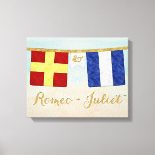 Toile Couples Monogramme Signal Maritime Drapeaux Aquare