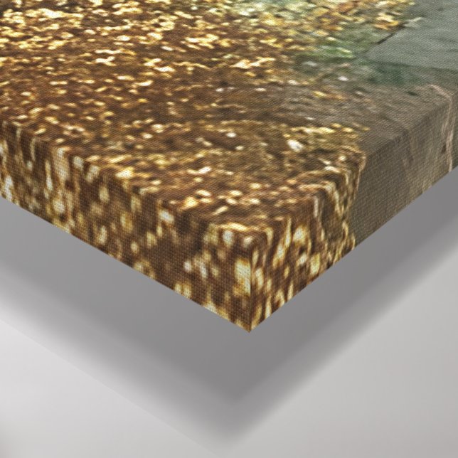 Toile Courants célestes - Gold Abstrait & Emerald Canva (Coin(Bas))