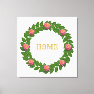 Toile Couronne de laurier et roses roses