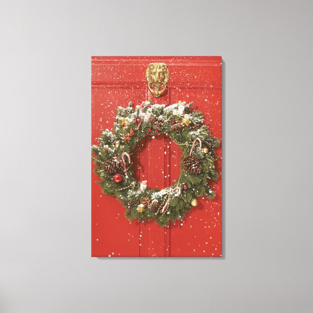 Toile Couronne de Noël suspendue à une porte (Recto)