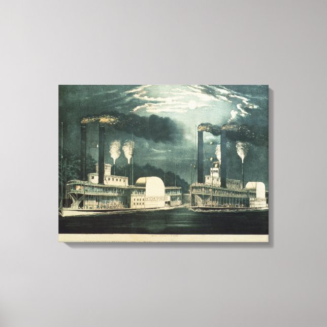 Toile Course de minuit sur le Mississippi, 1875 (Recto)