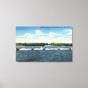 Toile Courses de hors-bord sur le lac