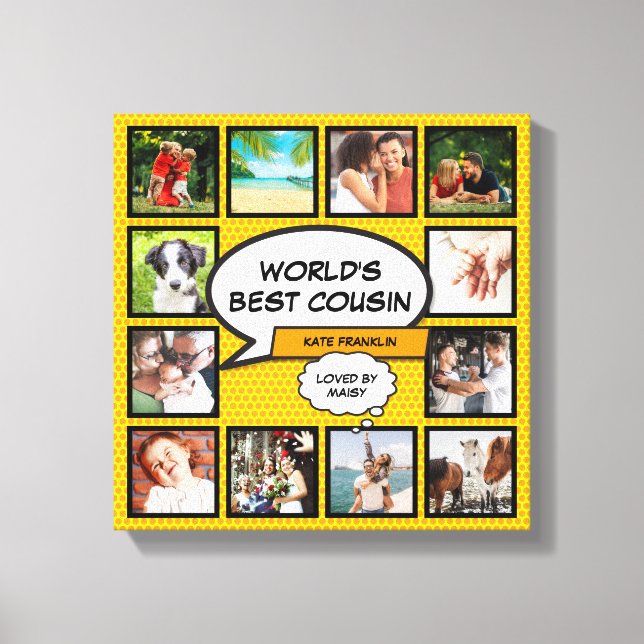Toile Cousin 12 Photo Collage Retro Comic Book Fun (Recto)