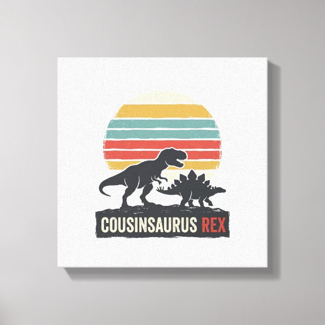 Toile Cousinsaurus Rex Drôle Dinosaure Vintage T-Shirt D (Recto)