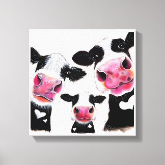 Toile CoW PRiNT, Poster de animal, ' THe NoSeY CoWS '