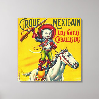 Toile Cowboy Chat Mexicain Cirque Poster vintage Art