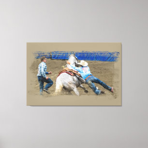 Toile *~* Cowboy Horse Western AR22 Rodeo Vintage Canvas