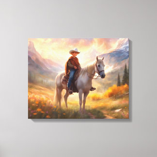 Toile Cowboy Horseback Boy's Bedroom Art Canvas Imprimer